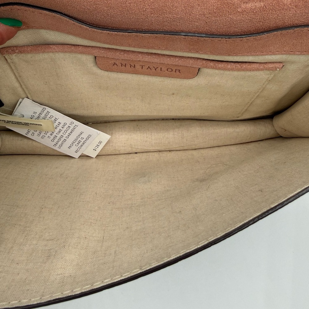 Ann Taylor Genuine Suede Snake Print Convertible Clutch Gold Chain - NWT - Picture 7 of 14